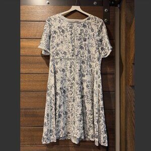 The Kooples Floral Silk Mini Dress Black and White flowers size large